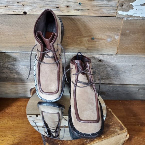 Goffredo Fantini Italian Suede lace-up Ankle Boots Two-Tone - Picture 8 of 8